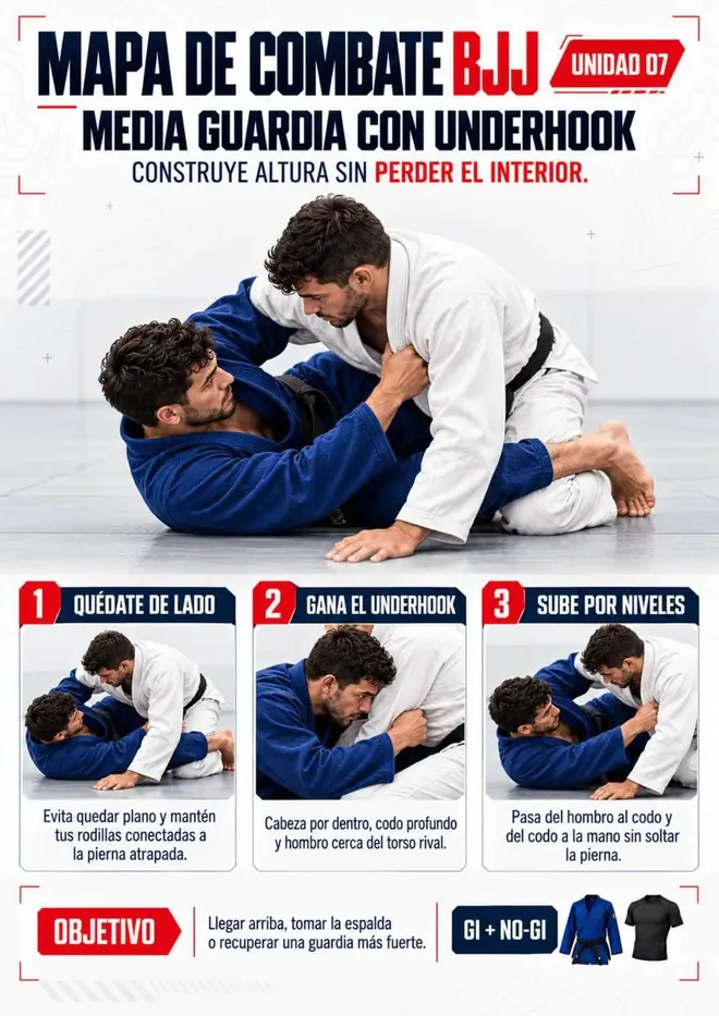 Ficha de media guardia con underhook